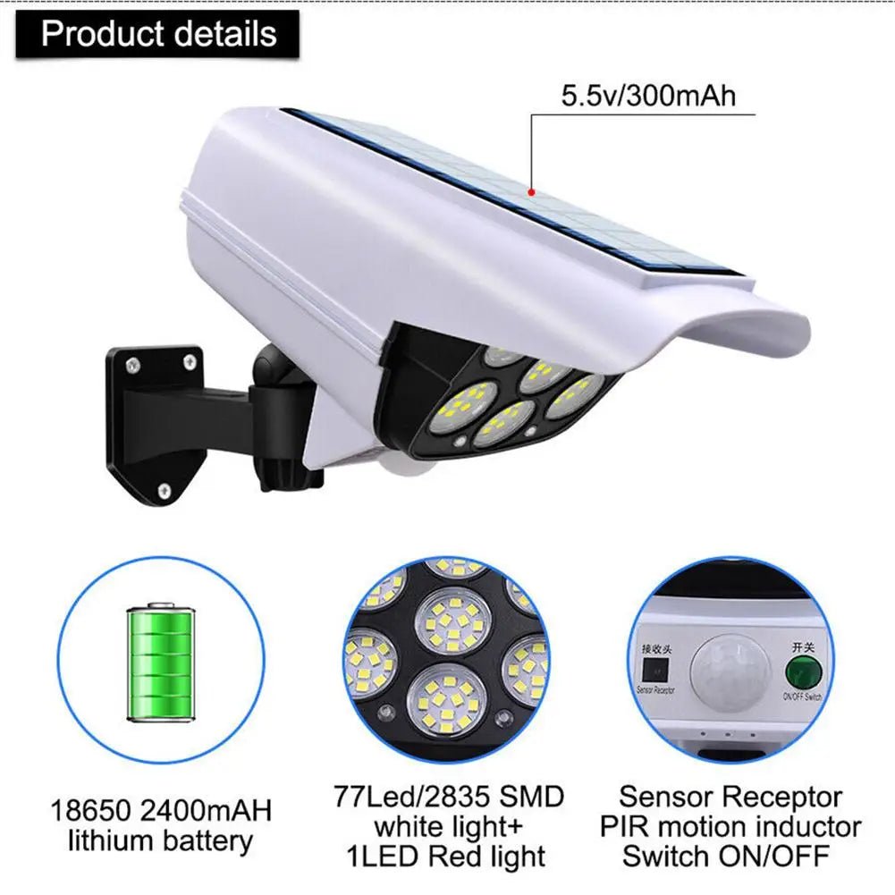 77 Led Flood Light Motion Sensor Security Camera Outdoor Wireless Ip65 Waterproof 3 Mode For Home Garden - PsalmLocks