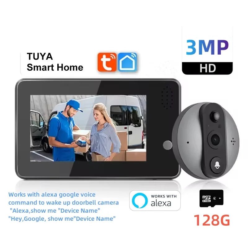 Tuya Smart Home Wireless Wifi Video Doorbell 4.3inch HD 3MP Ring Bell Security - protection Peephole Door Intercom with Camera - PsalmLocks