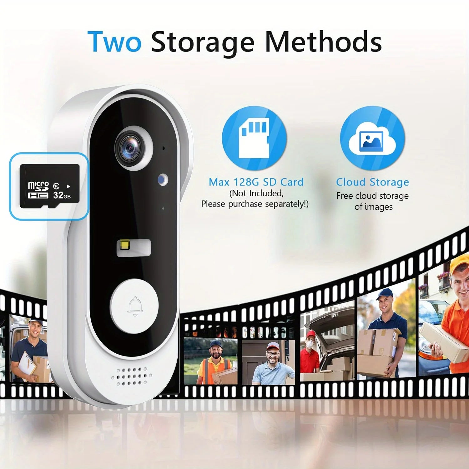 Tuya WiFi wireless smart video doorbell 1080P support SD card/cloud storage waterproof - PsalmLocks