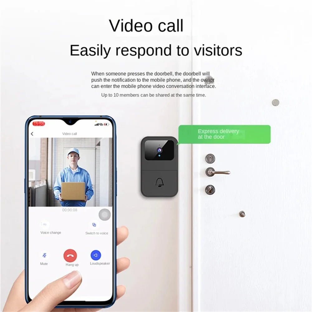 Wireless Doorbell Camera Powered Wi - Fi HD Video Smart Door Bell With Night Vision Two - Way Talking - PsalmLocks